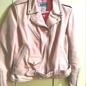 Schott Bros. Genuine Blush Pink Leather  Bomber Jacket. size S.